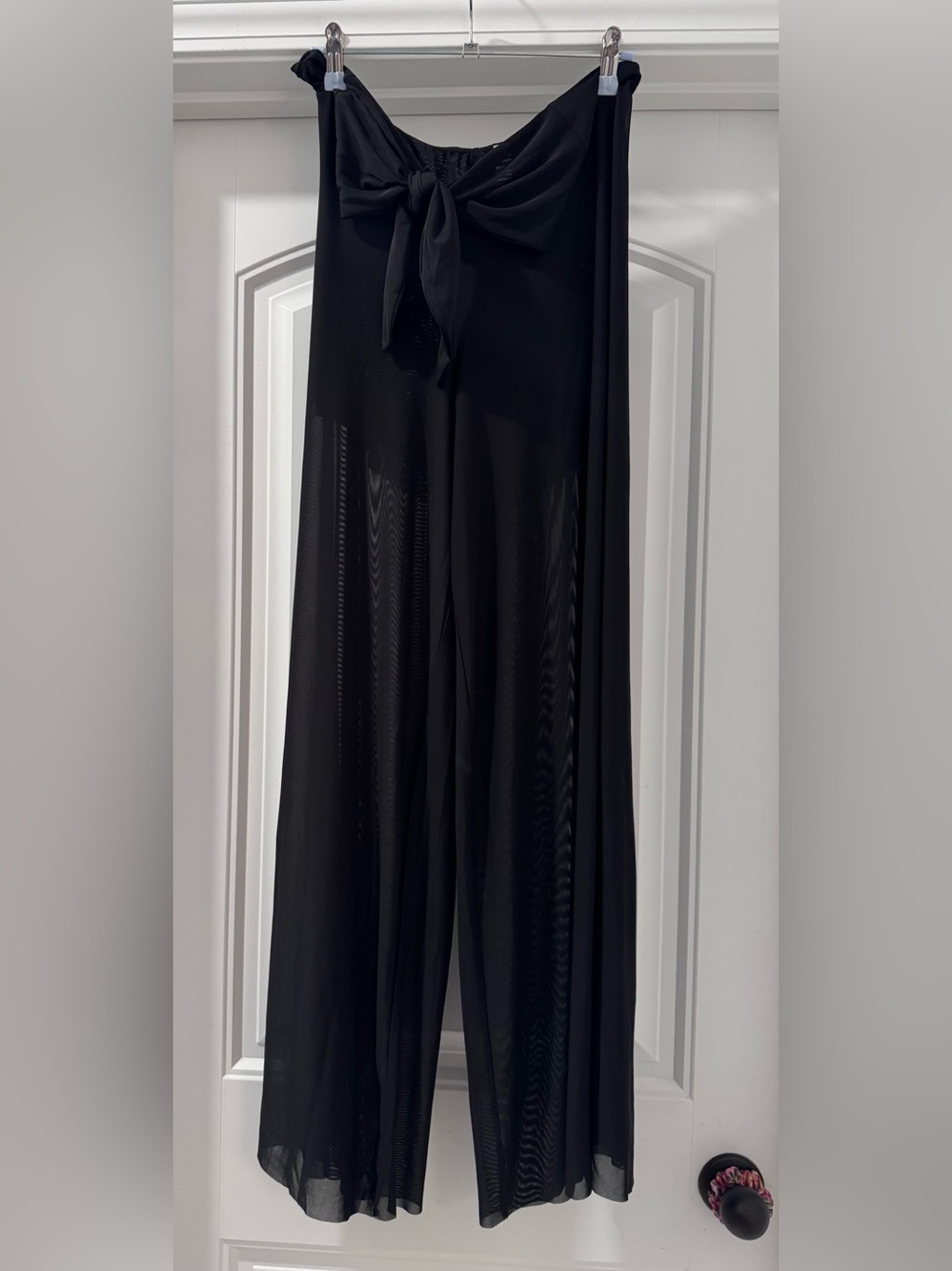 Victoria's Secret Swim Black Sheer Wide-Leg Pants with Front Tie
